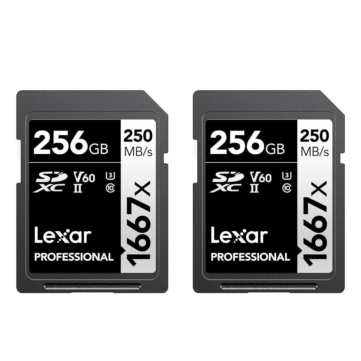 Lexar SILVER Series Professional 1667x 256GB UHS-II SDXC Memory Card, 2-Pack - $205.99