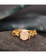 Natural 1 Carat Opal Vine Leaf Ring, Nature Inspired Oval Opal Solitaire... - $52.00