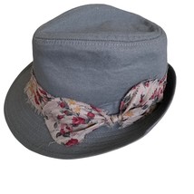 Dusty Blue Fedora with Floral Hatband One Size - £18.47 GBP