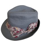 Dusty Blue Fedora with Floral Hatband One Size - €19,88 EUR