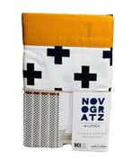 Cotton Novogratz New White Shower Curtain Painted Plaid with Blue Border. - $48.42 CAD