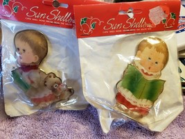 2 Vintage Sun Shells Capiz Shell Christmas Choir Boy Boys Figurines FS - $25.73