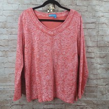 Fresh Produce Womans Tunic Top XSmall Coral Pink with White Print Oversized - £13.46 GBP