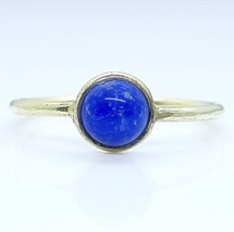 Natural .80ct Sodalite Round Cut 14K Yellow Gold Silver Ring Size 7.5 - £74.07 GBP