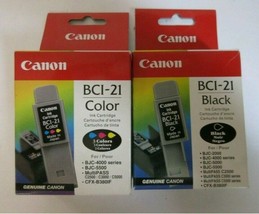 Genuine CANON Printer Ink Cartridge Lot of 2 (Black &amp; Color BCI-21) NEW ... - £6.60 GBP