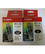 Genuine CANON Printer Ink Cartridge Lot of 2 (Black &amp; Color BCI-21) NEW ... - £6.72 GBP