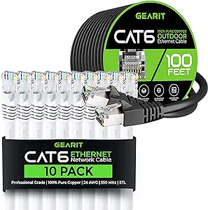 GearIT 10Pack 15ft Cat6 Ethernet Cable &amp; 100ft Cat6 Cable - £147.61 GBP