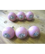 6 Pink Ceramic Drawer Door Knobs Pulls Handle Cabinet Dresser Closet Door - $275.44 MXN