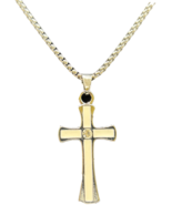 Fashion Jewelry - Stainless Steel Chain with a Clear Cross Pendant - 13&quot;... - $164.96 MXN