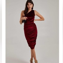 NWT HOUSE OF HARLOW 1960 one shoulder cranberry velvet sheath dress size small - £38.55 GBP