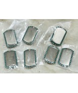 RECTANGLE TEAL RHINESTONE DOG TAGS FOR ENGRAVING CHARMS PENDANT SET OF 7... - $20.15 CAD
