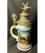 Antique Old German Germany Military Regimental Beer Stein Porcelain Lith... - $1,364.29 CAD