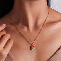 Red &amp; Green Enamel 18K Gold-Plated Gift Box Pendant Necklace - £10.02 GBP