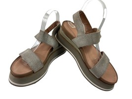 Crown Vintage Sandals Women 10M Perrin Shoes Gray Slingback Platform Wed... - $24.57
