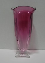 Hand Blown Studio Art Glass Raspberry Colored Vase by Robinson Scot - £206.67 GBP