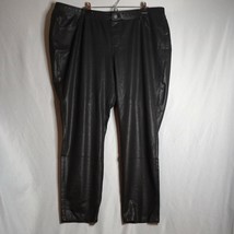 Lane Bryant Pants Women&#39;s Plus Size 26 Black Faux Leather Straight Leg Pull-On  - £16.39 GBP