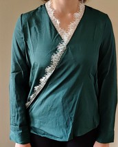Zeagoo Crossover Forest Green Blouse Size Large Loose Lightweight Long Sleeve - £15.02 GBP