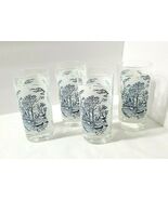 Curriers and Ives Tumblers Lot of 4 Blue on White Design 12 oz 5 3/4” he... - $61.62 CAD