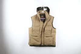 Vintage 90s Streetwear Mens Large Distressed Duck Down Hooded Puffer Vest Jacket - £55.35 GBP