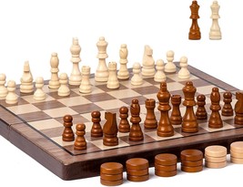 Chess Set 15&#39;&#39; Chess Board Wooden Magnetic Folding Chess Board Set for Adults Ki - £44.70 GBP