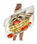 Wildlife Cute Animal Art Apple Basket Raccoon Microfiber Beach Towel - $26.90+
