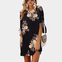 Women Summer Dress Boho Style Floral Print Chiffon Beach Dress - £16.88 GBP