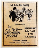 1976 Ray Lammers Pioneer House Restaurant Advertisement Farmington Maine... - $19.99
