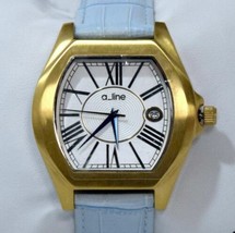 NEW a Line AL-80008-YG-02-LB Women&#39;s Gold Case Light Blue Leather Watch classy - £27.03 GBP