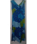 ELSIE KRASSAS Waikiki Vintage 60&#39;s Hawaiian Maxi Dress Sz.16 Blue/Green ... - £146.76 GBP