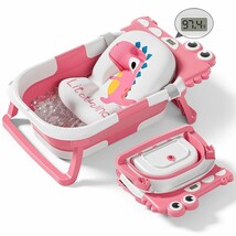 Collapsible Baby Bathtub for Newborn, Foldable Baby Bath Tub with, Pink - $67.19 CAD