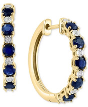 2 Ct Round Lab-Created Sapphire Moissanite Hoop Earrings 14K Yellow Gold Plated - £99.84 GBP