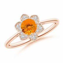 Authenticity Guarantee 
Angara Natural 5mm Fire Opal Halo Ring in 14K Rose Go... - £490.36 GBP