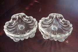 Glass pressed vintage pair of sald dishes, footed, shell shape ORIGINAL - £19.71 GBP