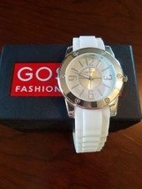 Women Gossip Watch White Rubber Band Metallic Silver Case New - No Tags - £20.88 GBP