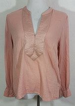 H and M LOGG Womens Top Size 10 Pink Long Sleeve V Neck Boho Peasant Hig... - £11.79 GBP