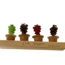 Cork Stoppers Meadowsweet Kitchens Glass Top Wine Corks Grape Clusters NEW - £15.07 GBP