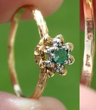 Estate Sale! 10k GOLD solid ring Peridot or Emerald gemstone &quot;EV&quot; size 7... - £95.91 GBP