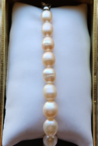 Freshwater Pearl Light Peach Bracelet in Sterling Silver 7.25&quot; - £15.94 GBP