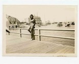 Woman in Bathing Suit on Pier at Catalina Island California Black &amp; Whit... - £6.25 GBP