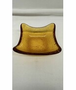 VTG Amber Glass Candle Holder/Trinket Dish w/ Bubbles in Glass - $10.90