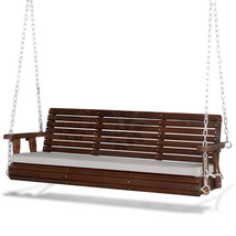 5 FT Heavy Duty 880 LBS Patio Wooden Porch Swing Outdoor with Extra Cush... - £273.64 GBP