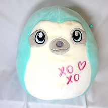 Squishmallow Valentines Squad Aqua Teal Sloth Heart X0 XO On Belly Stuffed - $9.58