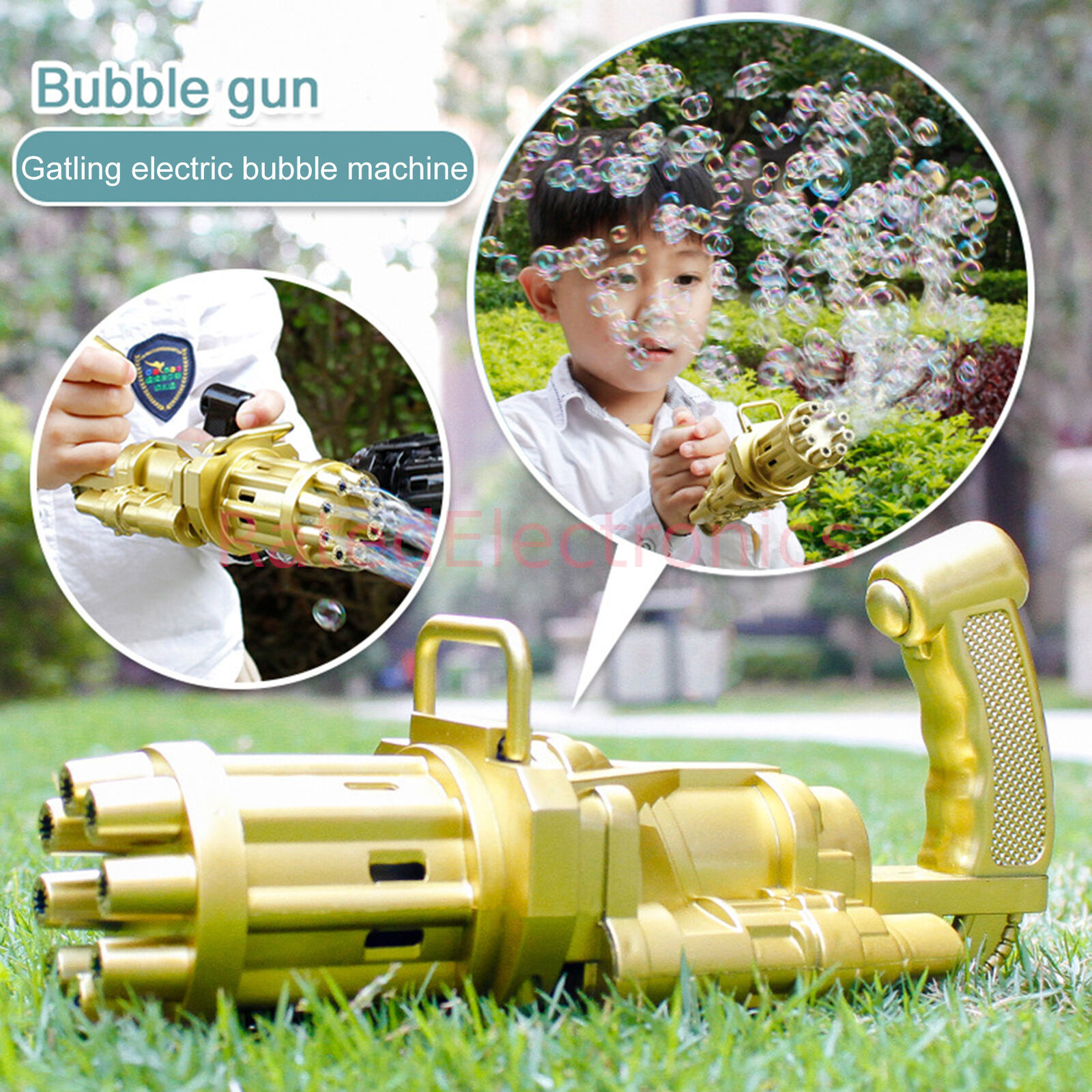 Gatling Bubble Machine Gun Automatic Bubbler Maker Fun Safe Outdoor Kid ... - $14.99