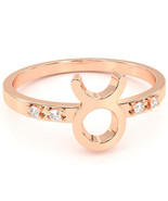 Taurus Zodiac Sign Diamond Ring In Solid 14k Rose Gold - €214,43 EUR Taurus Zodiac Sign Diamond Ring In Solid 14k Rose Gold - €214,43 EUR