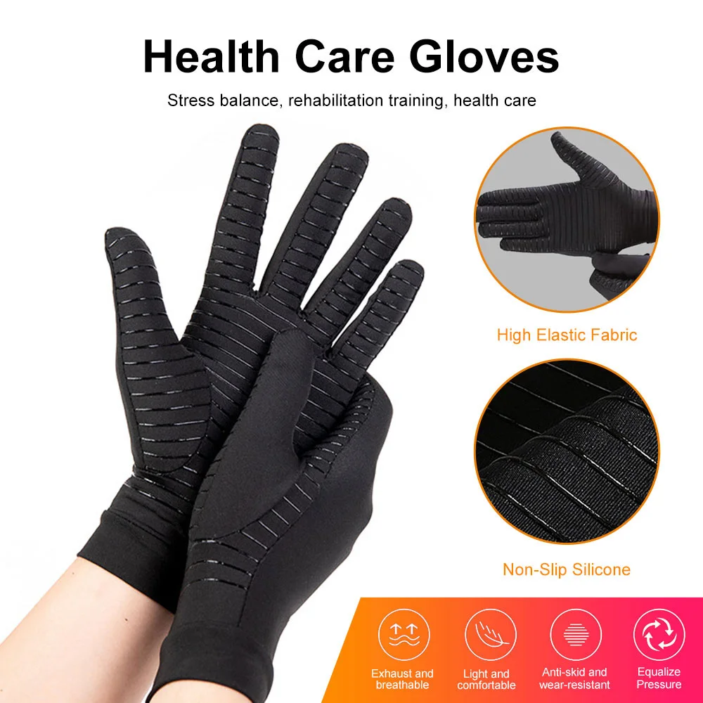 Compression Gloves Copper Fiber Spandex Touch Screen Running Sports Full Finger - £11.01 GBP+