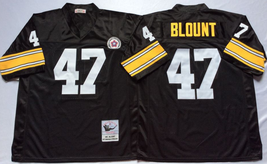 Men&#39;s Mel Blount #47 Stitched Jersey Black/White - £36.51 GBP