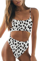 Meyeeka Womens Leopard Scoop Neck Cut Out Front Lace Up High Cut Swimsui... - $11.83
