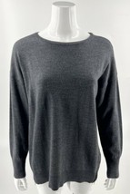 Talbots Womens Pure Merino Wool Sweater Sz Large Gray Side Zipper Pullover Solid - £34.91 GBP