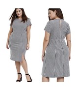 NEW TORRID black white check gingham textured knit shift dress Plus 2X - $34.64