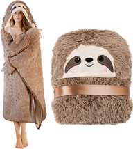 Sloth Wearable Hooded Blanket for Adults - Fluffy Super Soft Shaggy Faux Fur, Fu - £46.25 GBP